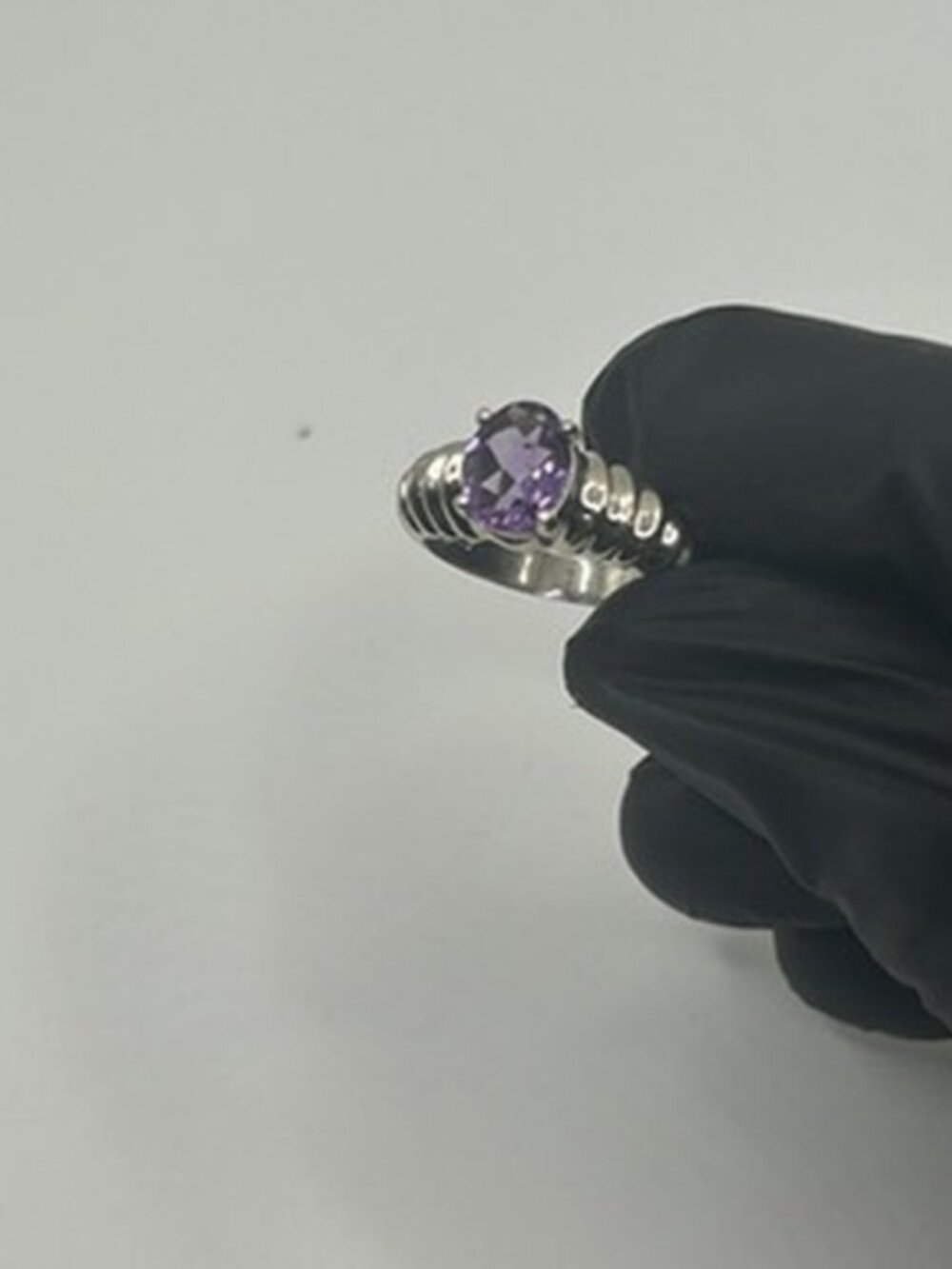 Vintage 925 Sterling Silver Amethyst Ring Womens Purple Stone Stamped Size 7